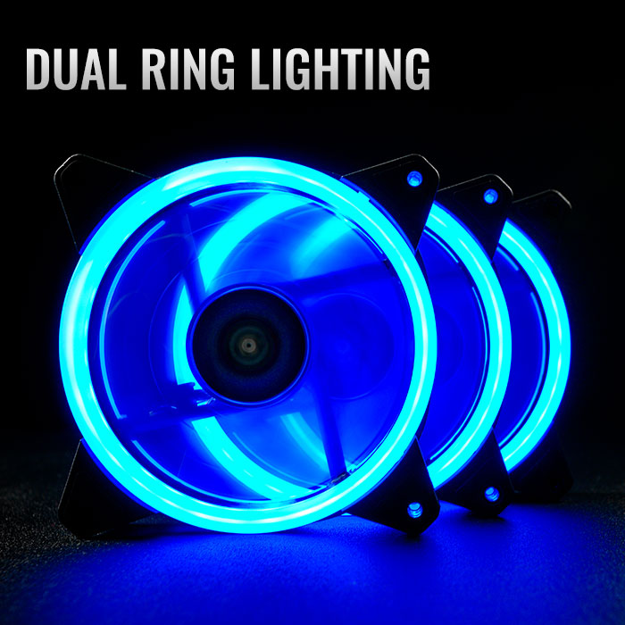 Excavator F120 Dual Ring Glow ARGB Fan Kit | 3x 120mm ARGB Fans With Hub  and Remote Control | Mobo-Sync Compatible Hub | Pollux PC Game Store
