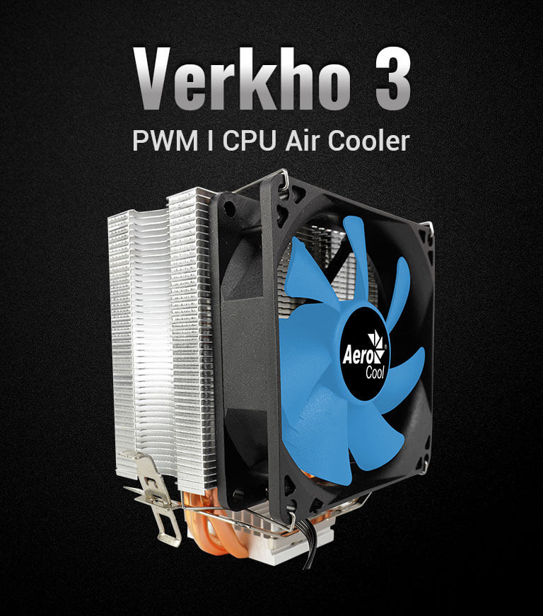 couleur noir ventilateur 120 mm, HCTT, ailerons en aluminium, technologie PWM à 4 broches, 3 caloducs Aerocool VERKHO 3 Plus Dissipateur de jeux vidéo 