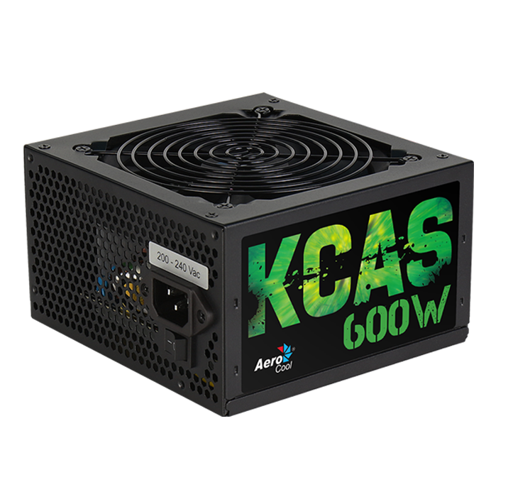 Alimentation pour PC 600W, ATX, 12V, PFC Active, inclut ventilateur 12 cm, 80 Plus Bronze, efficacité + 85%, certifié Haswell Ready Aerocool KCAS600S couleur noire 