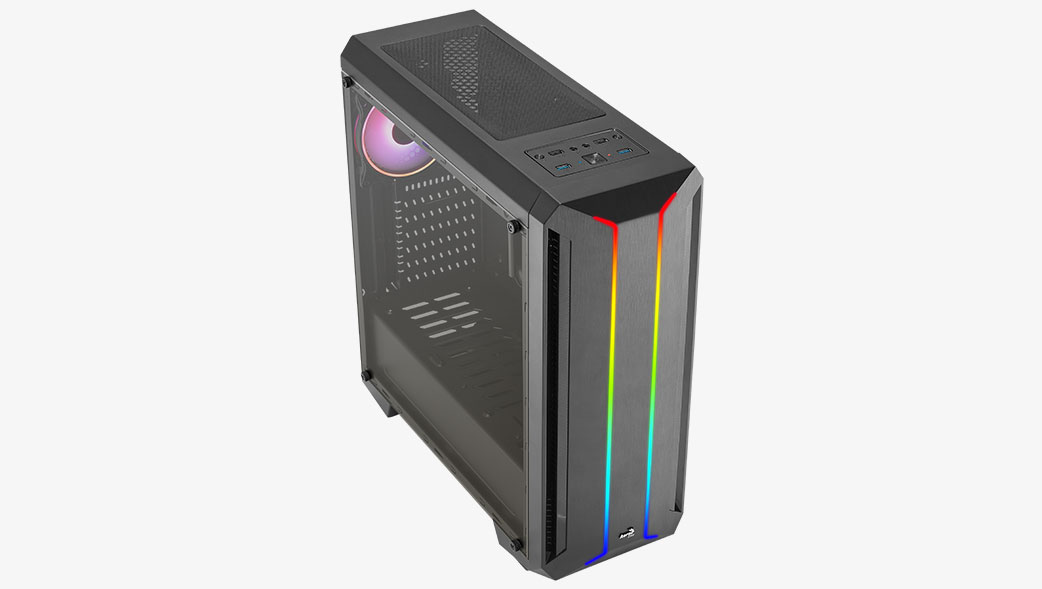 AEROCOOL Boitier Moyen Tour ATX Genesis v2 RGB avec panneau vitré (Noir)