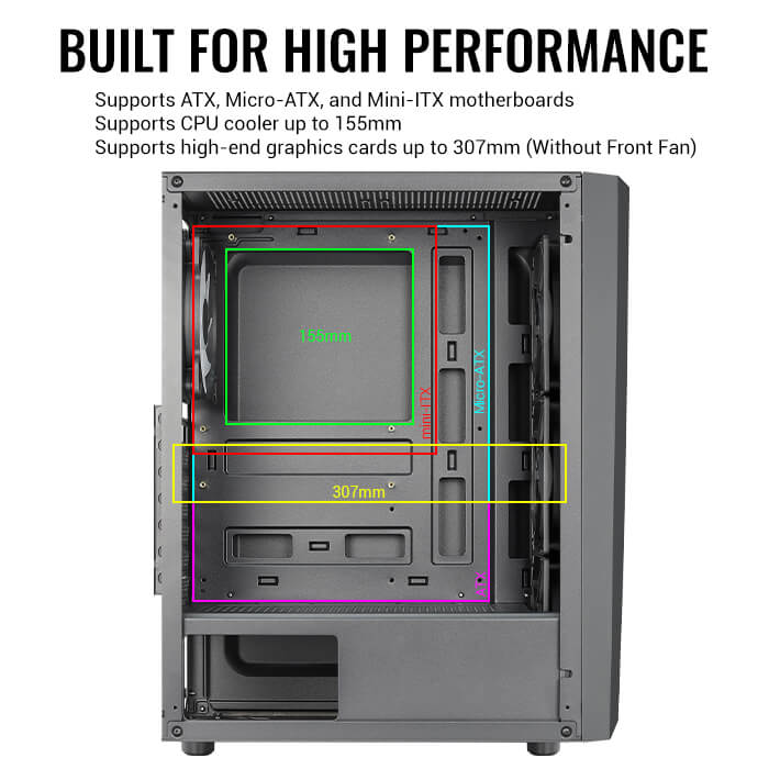 color negro semitorre, ATX, 7 ranuras de expansión, capacidad hasta 4 ventiladores, incluye ventilador trasero 8 cm y frontal LED rojo 12 cm, USB 2.0/3.0 Caja gaming para PC Aerocool V3XAD 